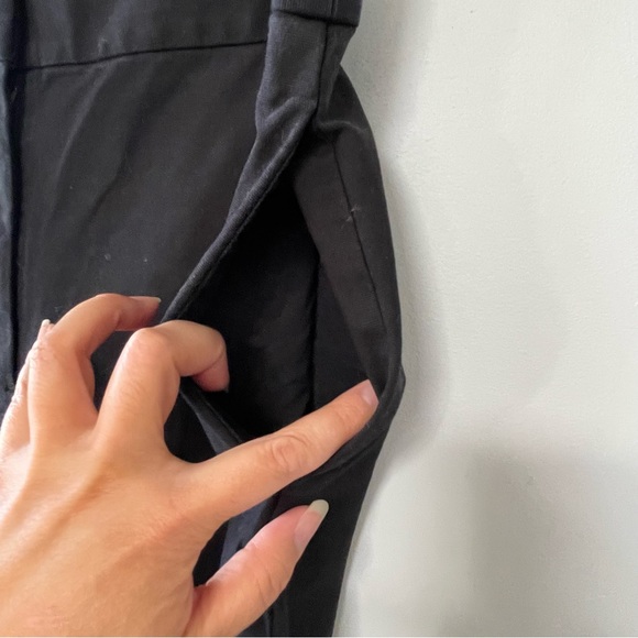 Cos cropped pants navy blue black side button detail black wide leg cotton blend - Picture 3 of 9